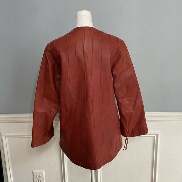 FENDI 100% Genuine Leather Jacket Coat Red Full Zipper Size 4 Vintage - Picture 4 of 11